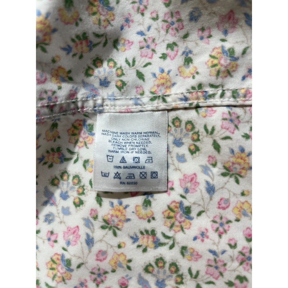 Lands' End Women's 10P Petite Non Iron Pinpoint Oxford Shirt Floral Long Sleeve - Picture 7 of 13